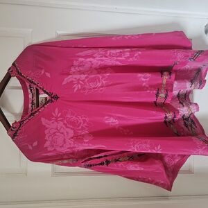 Johnny Was  Vibrant Pink Floral Kimono